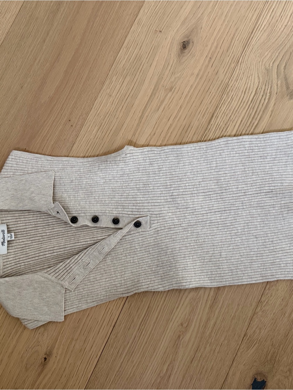 Madewell Beige Ribbed V-Neck Sweater